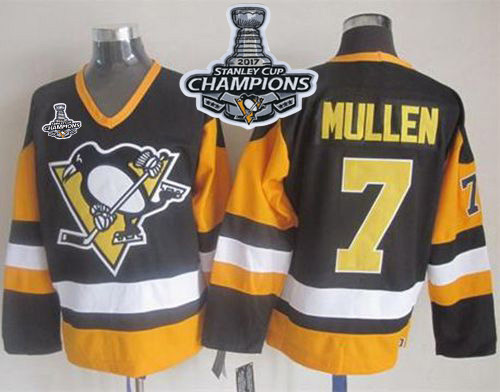 Penguins #7 Joe Mullen Black CCM Throwback Stanley Cup Finals Champions Stitched NHL Jersey - Click Image to Close